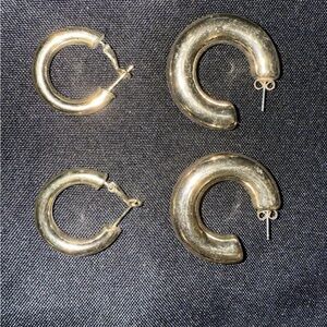 Gold Hoop Earrings Set